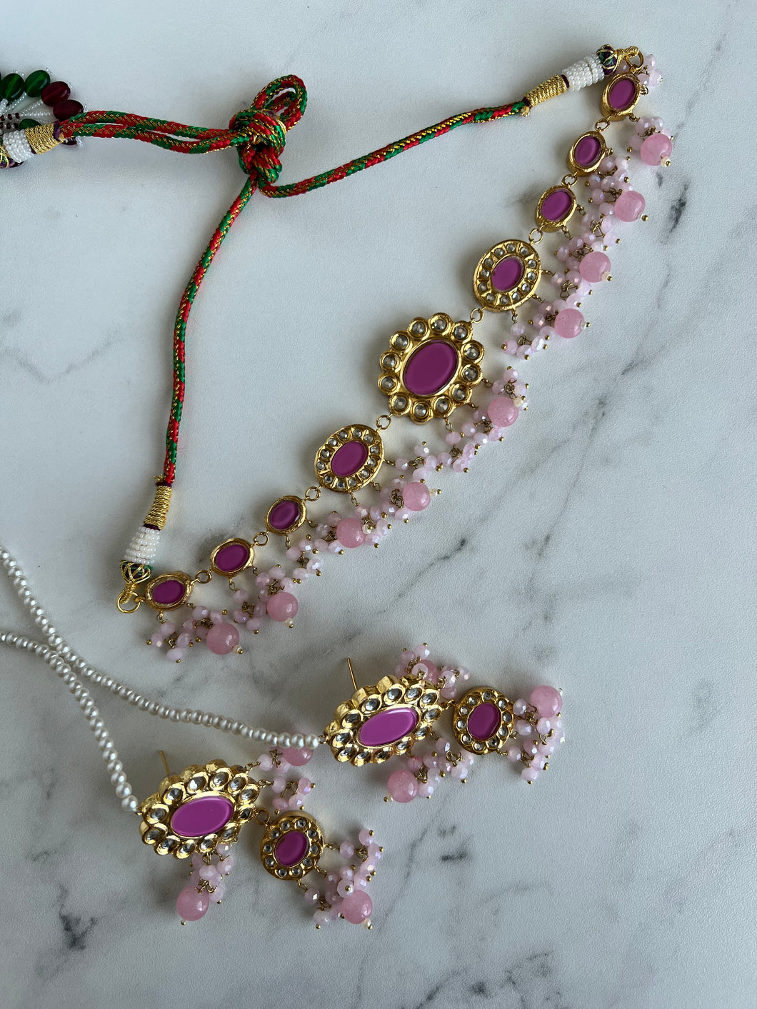 Irheem Kundan Set Pink
