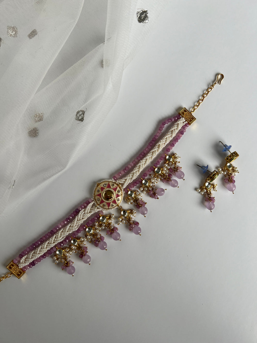 Lilac Kundan Set