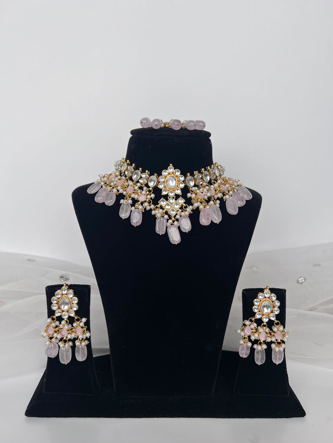 Nav Kundan Set (powder pink)