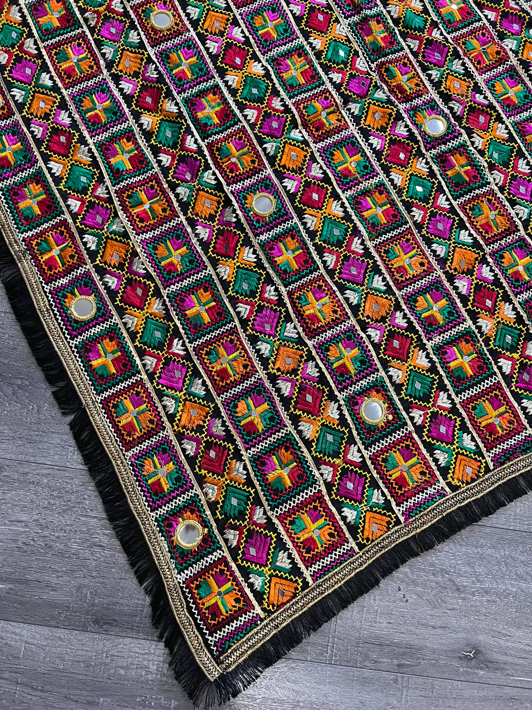 Black Multi Phulkari