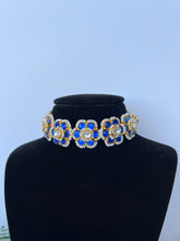 Load image into Gallery viewer, Floral Kundan Choker Blue
