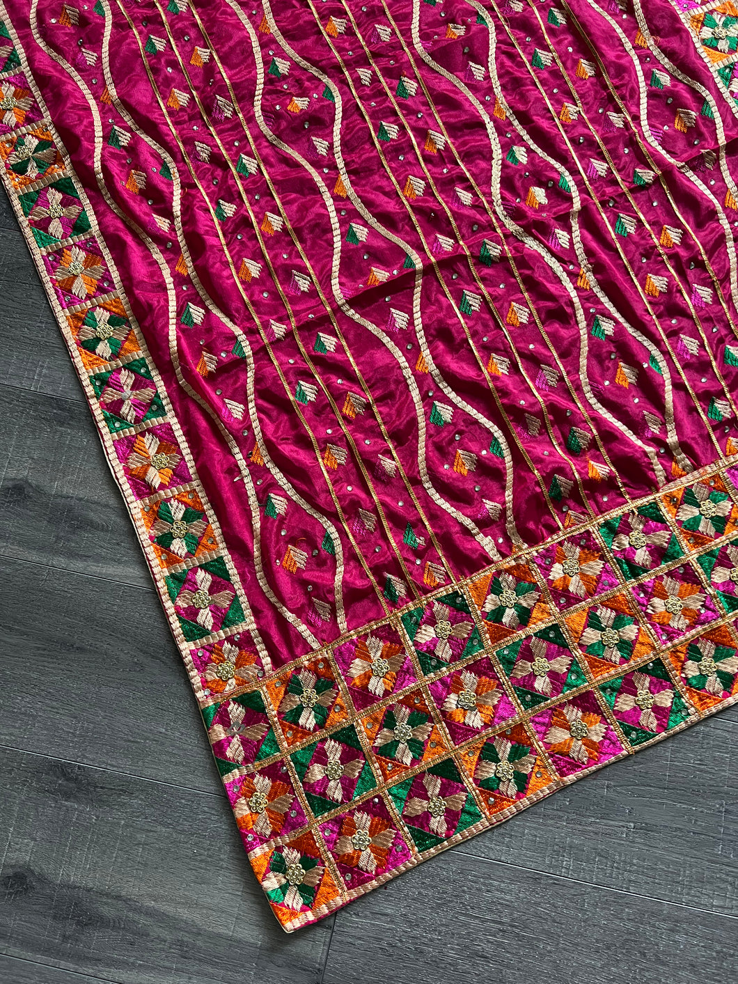 Magenta Phulkari Dupatta