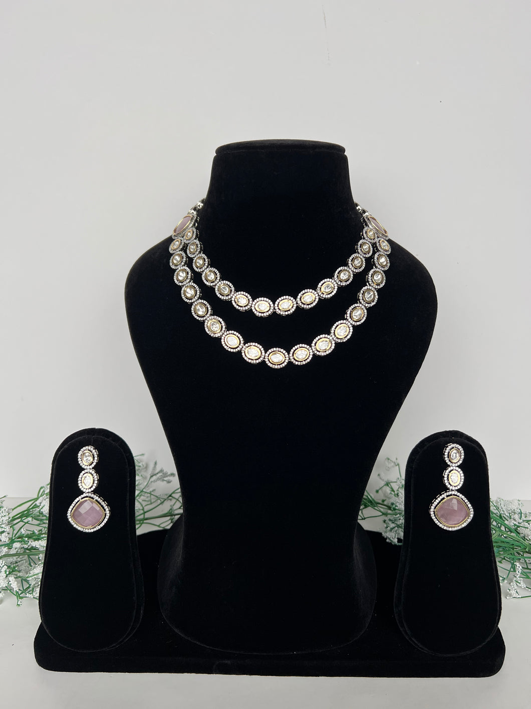 Pink Uncut Kundan Set