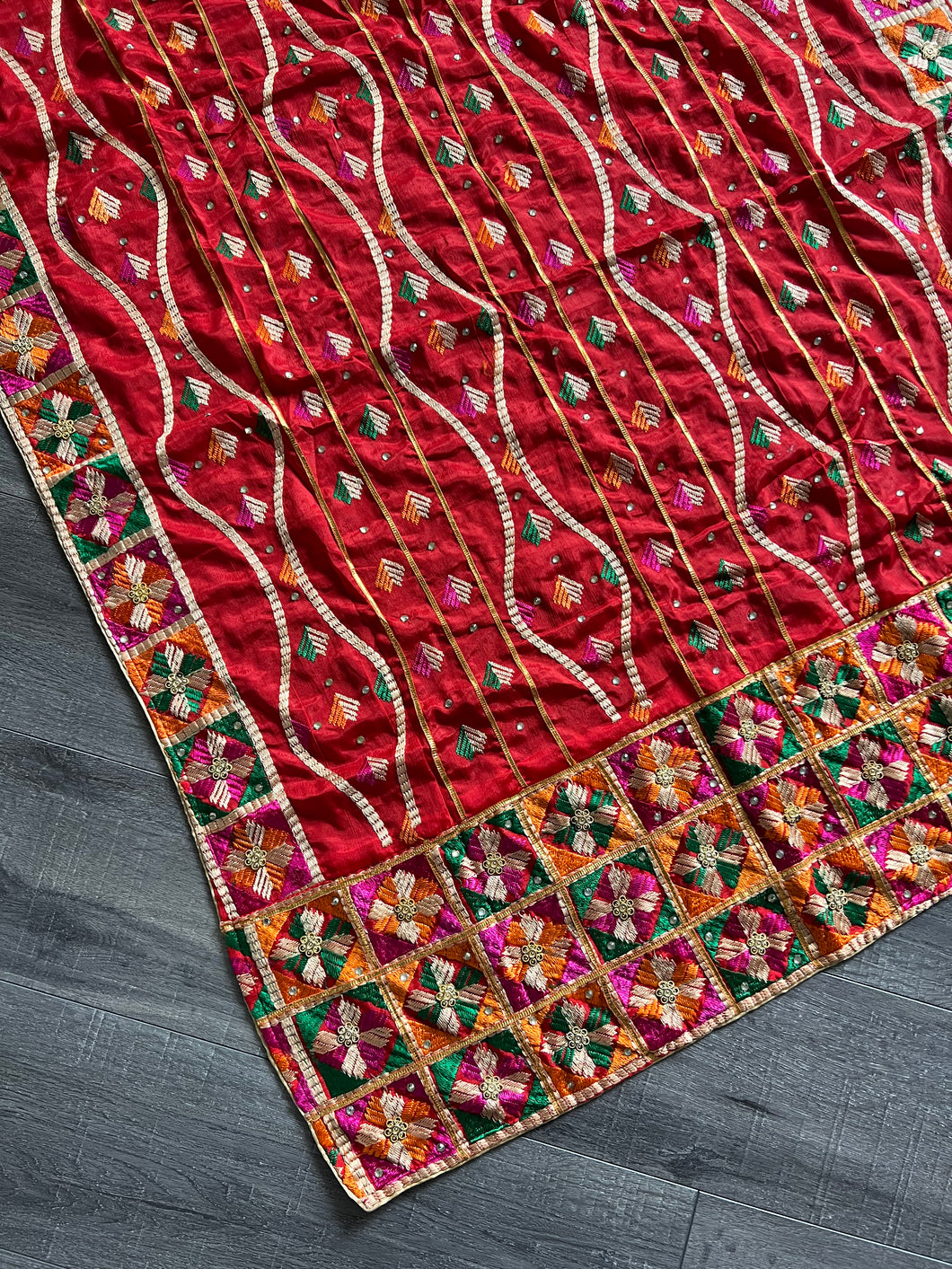 Red Phulkari Dupatta