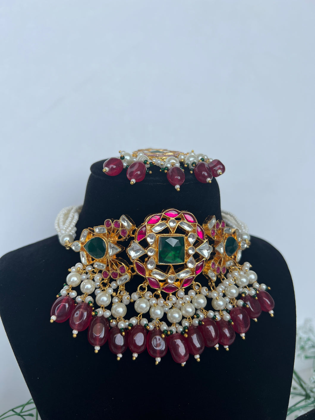 Ruby & Green Kundan