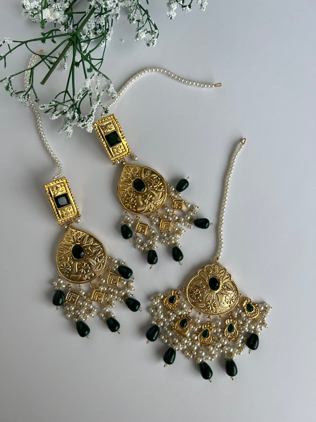Naz Kundan Set Green