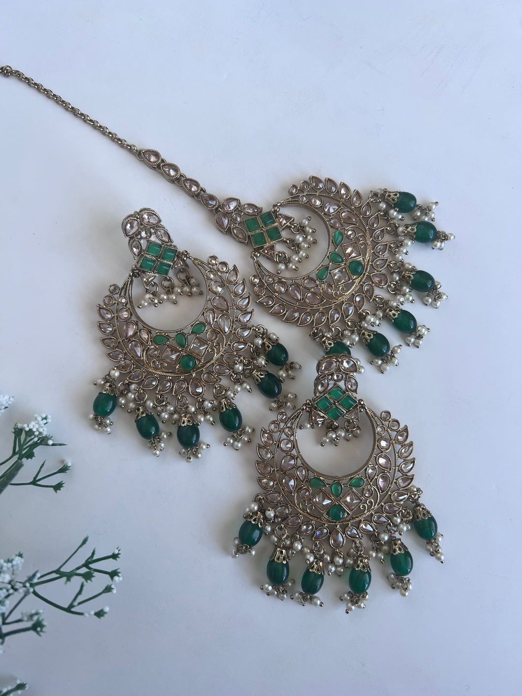 Emerald Green Earrings Set