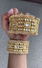 Load image into Gallery viewer, Pachi Kundan Statement Bangles
