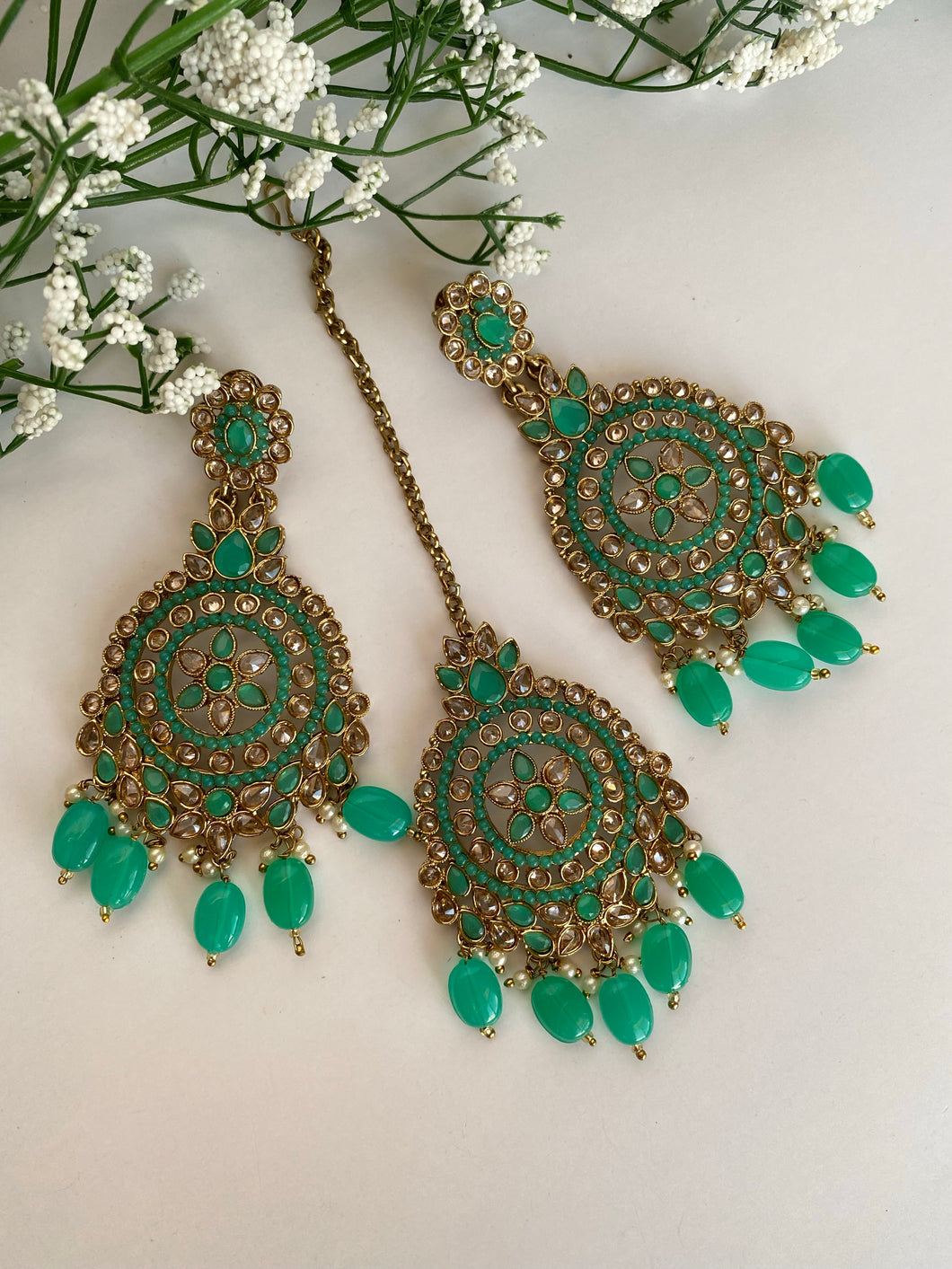 Mint Rani Earrings Tikka