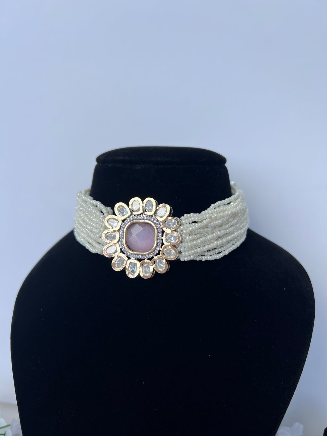 Reet Uncut Kundan Choker - Pink