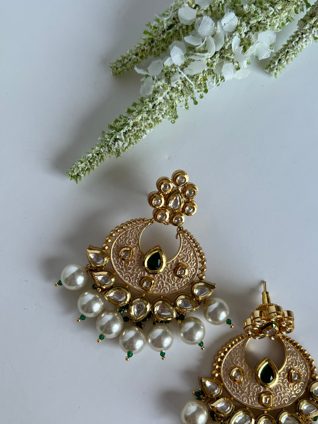 Emerald Kundan Earrings