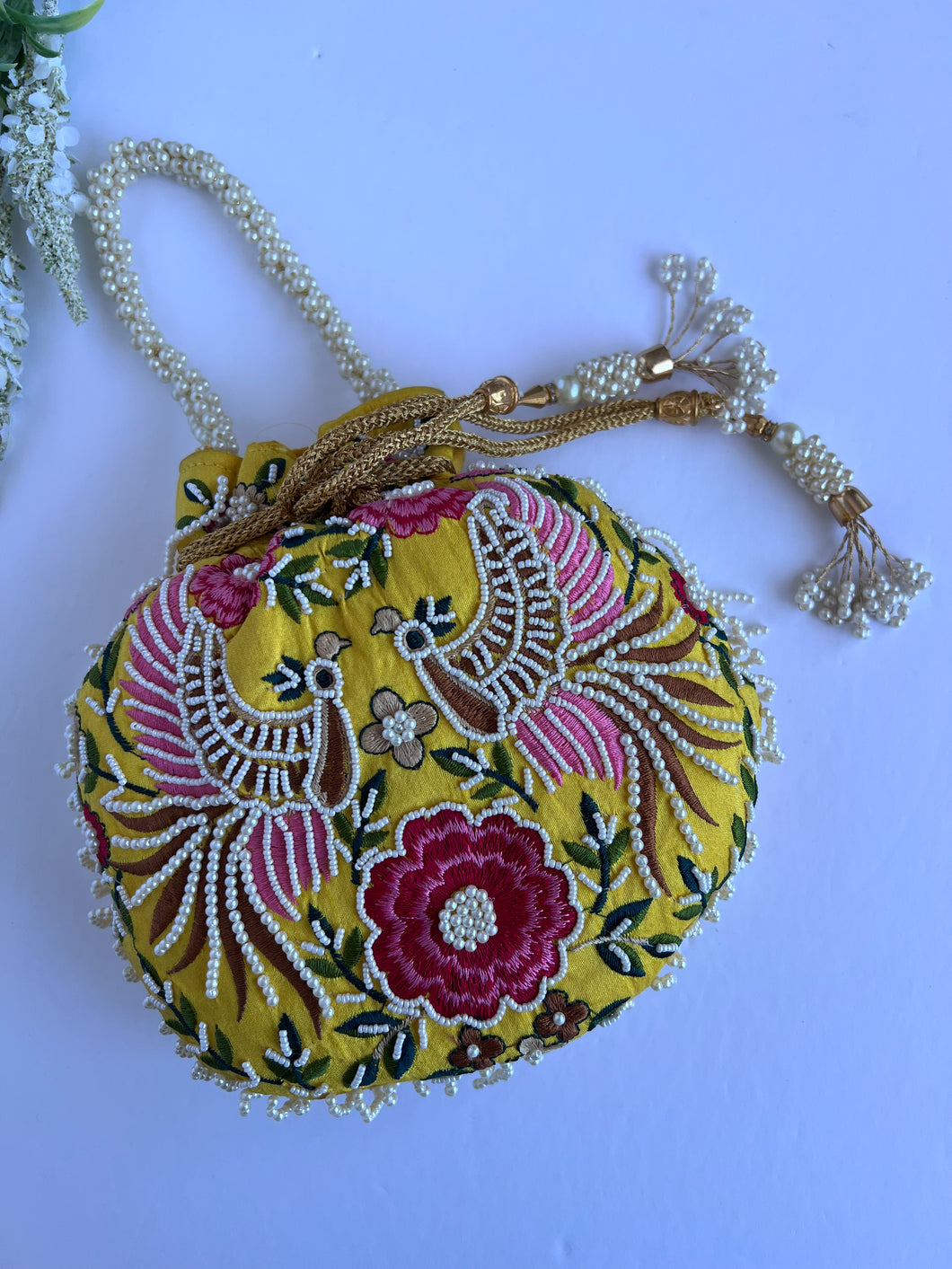 Yellow Peacock Potli